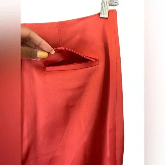 Cinq a Sept 5a7 SATIN RUTHY PANT Pleated Front Zip Closure Straight leg Size 4 - Picture 10 of 16